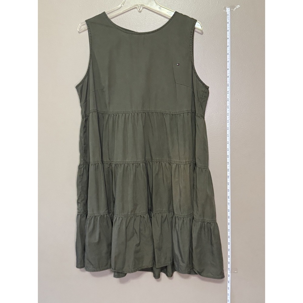 Tommy Hilfiger Olive Green Tiered Ruffled Sundress Sleeveless Size 16 TDJOHW0026